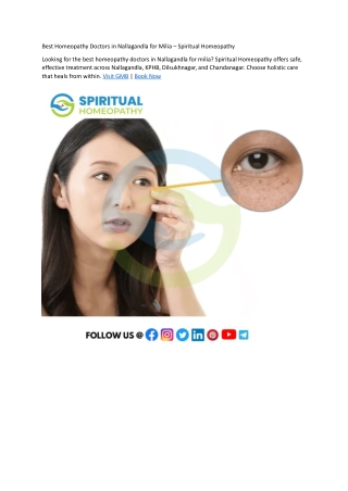 Best Homeopathy Doctors in Nallagandla for Milia