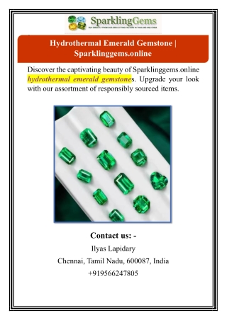 Hydrothermal Emerald Gemstone | Sparklinggems.online