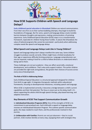 How ECSE Supports Children with Speech and Language Delays