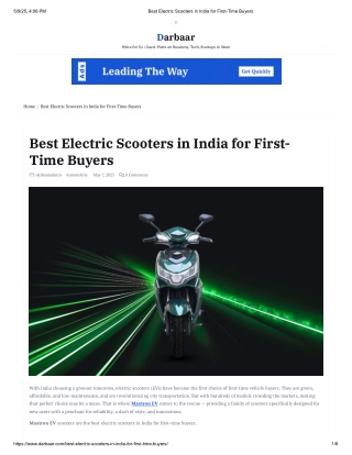 Best Electric Scooters in India for First-Time Buyers