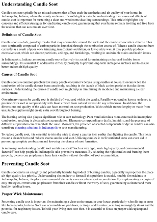 What To At All Times Embody In Removing Candle Soot In Indianapolis, Indiana