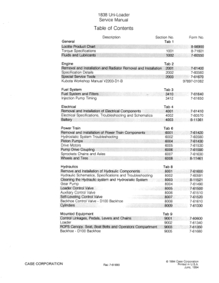 CASE 1838 Uni-Loader Service Repair Manual Instant Download