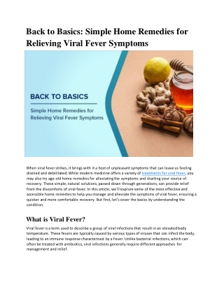 Back to Basics Simple Home Remedies for Relieving Viral Fever Symptoms