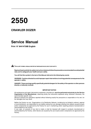 CASE 2550 Crawler Dozer Service Repair Manual Instant Download