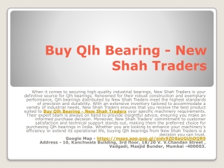 Buy Qlh Bearing - New Shah Traders