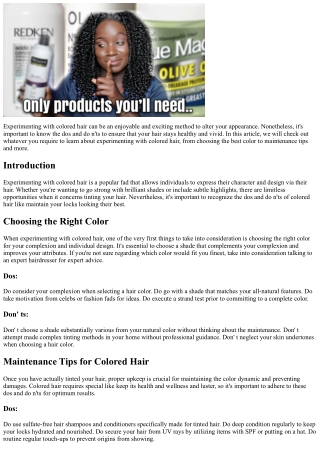 Try Out Colored Hair: Dos and Do n'ts.