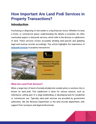 How Important Are Land Podi Services in Property Transactions_Gr Group