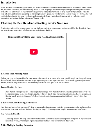 “Choosing the Best Residential Roofing Service Near You”