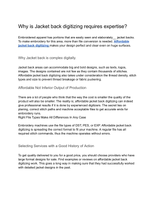 Guide To Affordable Jacket Back Digitizing Services
