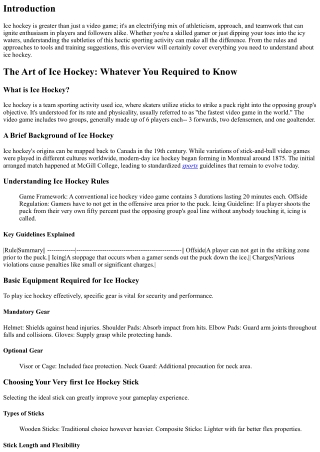 The Art of Ice Hockey: Everything You Required to Know