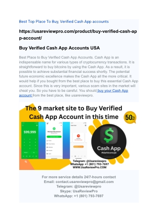 Best Top Place To Buy, Verified Cash App accounts