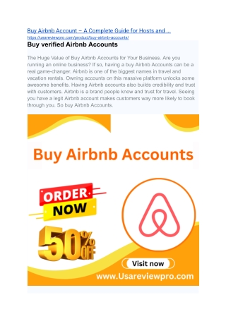 Buy Airbnb Account – A Complete Guide for Hosts and ...
