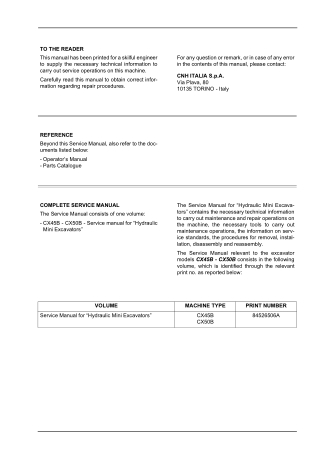 CASE CX50B Hydraulic Mini Excavator Service Repair Manual Instant Download