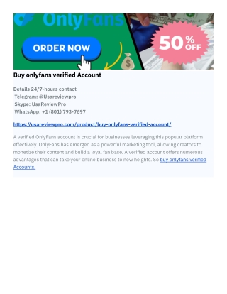 Buy Verified OnlyFans Creator Account to Avoid Verification Delays