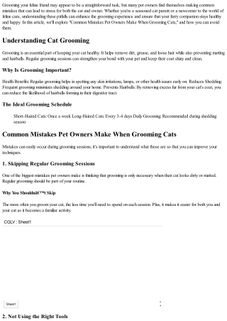 Common Mistakes Pet Owners Make When Grooming Cats