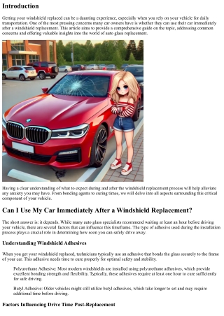 Can I Use My Car Immediately After a Windshield Replacement?