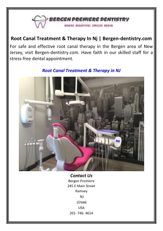 Root Canal Treatment & Therapy In Nj  Bergen-dentistry.com