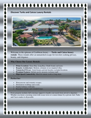 Turks and Caicos Luxury Rentals – Escape to Paradise in Style