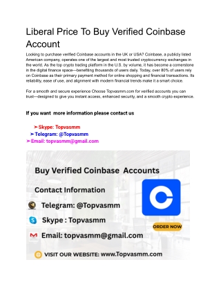 Liberal Price To Buy Verified Coinbase Account