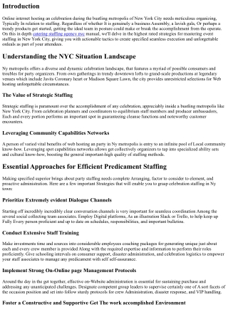 Mastering Occasion Staffing: Top Strategies for Success in New York City