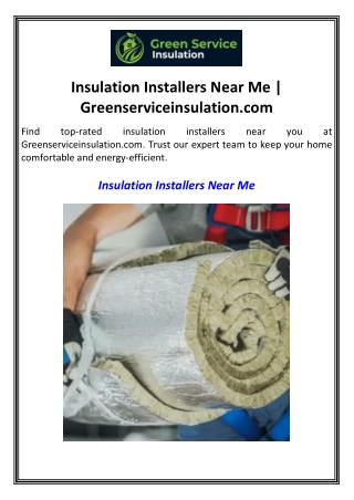 Insulation Installers Near Me  Greenserviceinsulation.com