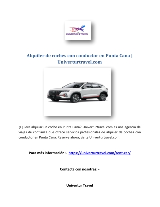 Alquiler de coches con conductor en Punta Cana | Univerturtravel.com