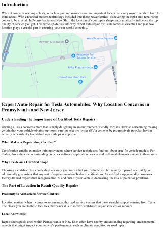 Expert Auto Repair for Tesla Vehicles: Why Location Matters in Pennsylvania and