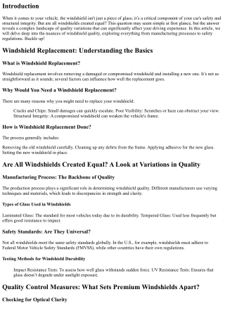 Are All Windshields Created Equal? A Look at Variations in Quality