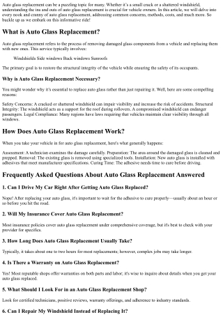 Frequently Asked Questions About Auto Glass Replacement Answered
