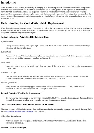 Understanding the Cost of Windshield Replacement