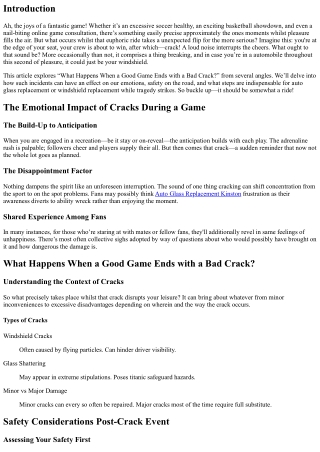 What Happens When a Good Game Ends with a Bad Crack?