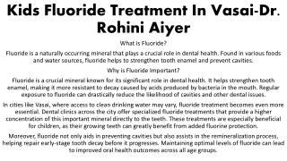 Kids Fluoride Treatment In Vasai-Dr. Rohini Aiyer