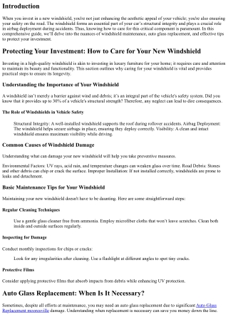 Protecting Your Investment: How to Care for Your New Windshield