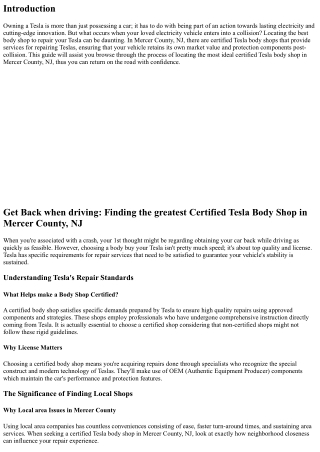 Get Back when traveling: Locating the most effective Certified Tesla Body Shop i