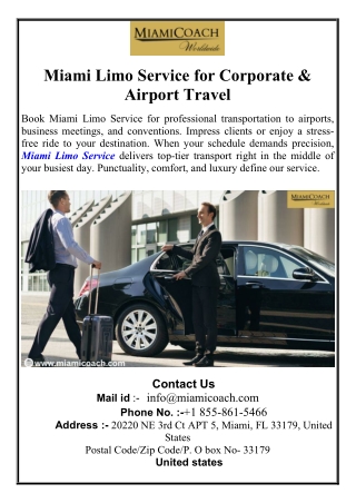 Miami Limo Service for Corporate & Airport Travel