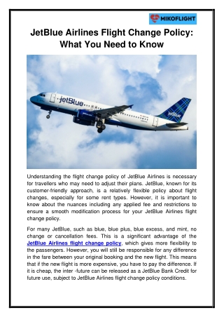 JetBlue Airlines Flight Change Policy What You Need to Know