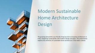 Modern Sustainable Home Architecture Design in India | Shree Constructions