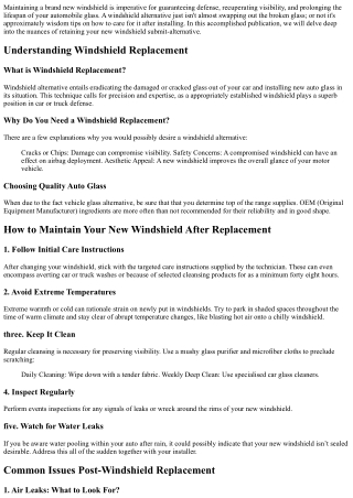 How to Maintain Your New Windshield After Replacement