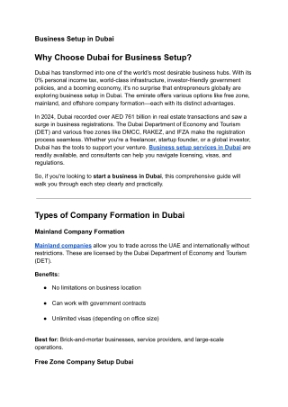 Business Setup in Dubai