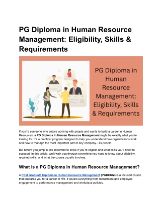 PG Diploma in Human Resource Management_ Eligibility, Skills & Requirements