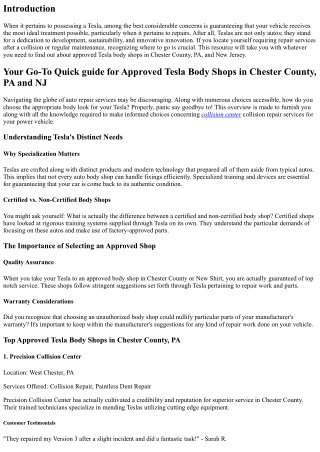 Your Go-To Quick Guide for Approved Tesla Body Shops in Chester County, PA and N