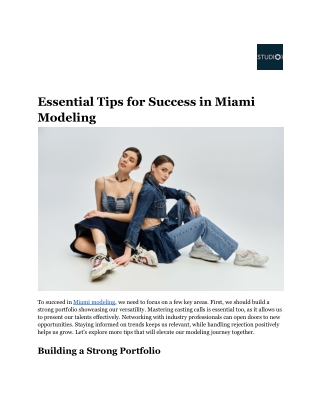 Essential Tips for Success in Miami Modeling