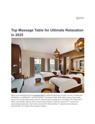 Top Massage Table for Ultimate Relaxation in 2025