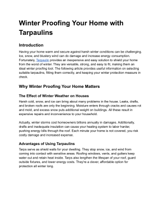 Winter Proofing Your Home with Tarpaulins