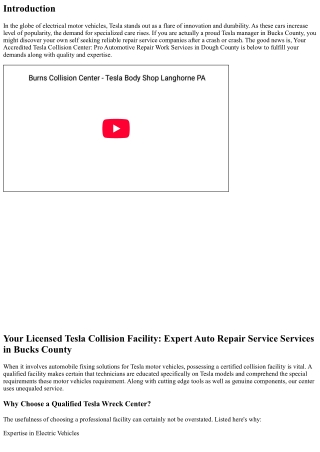 Your Professional Tesla Collision Center: Specialist Automobile Repair Service S