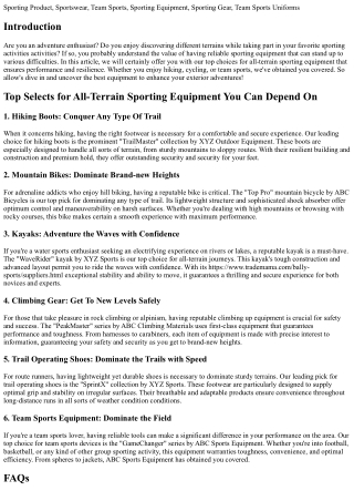 Top Picks for All-Terrain Sporting Equipment You Can Depend On