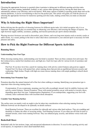 Exactly how to Select the Right Footwear for Different Sports Activities