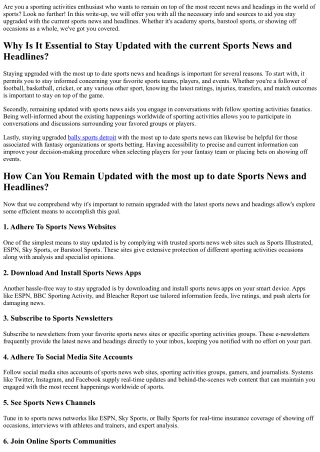 Stay Upgraded with the most recent Sports News and Headlines
