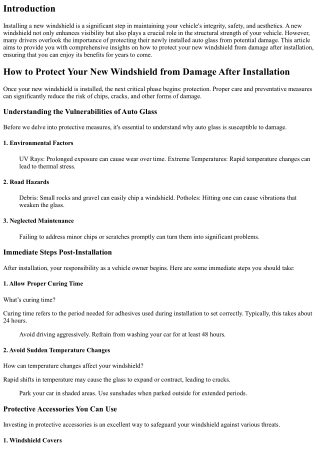 How to Protect Your New Windshield from Damage After Installation