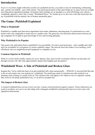 Windshield Woes: A Tale of Pickleball and Broken Glass